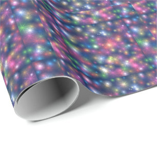 Papel De Regalo Felices Estrellas de Purpurinas de Año Nuevo Fies