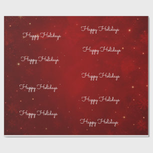 Papel De Regalo Felices Fiestas Cuadros Escarlata Navidad