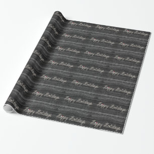 Papel De Regalo Felices Fiestas cuerda en madera negra