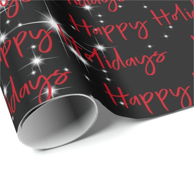 Papel De Regalo Felices fiestas en negro (Esquina del rollo)