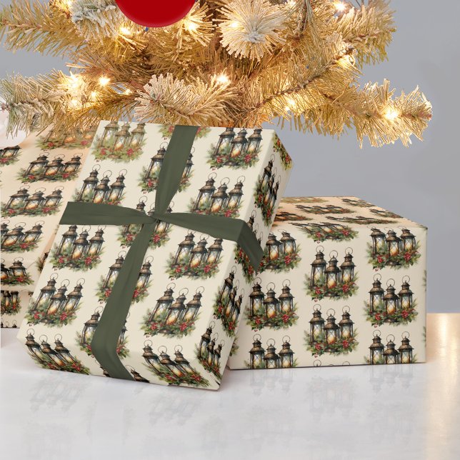 Papel De Regalo Felices Fiestas Faroles de Invierno (Subido por el creador)