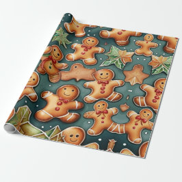Papel De Regalo Felices fiestas galletas de pan de jengibre