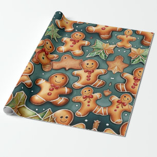 Papel De Regalo Felices fiestas galletas de pan de jengibre
