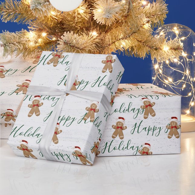 Papel De Regalo Felices Fiestas Gingerbread Man (Vacaciones)