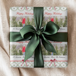 Papel De Regalo Felices fiestas Mistletoe Red Bow Foto Personaliza