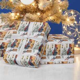 Papel De Regalo Felices Fiestas Muñeco de Nieve en Esquís