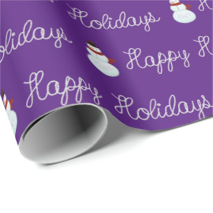 Papel De Regalo Felices Fiestas muñeco de nieve y texto de cuerda 