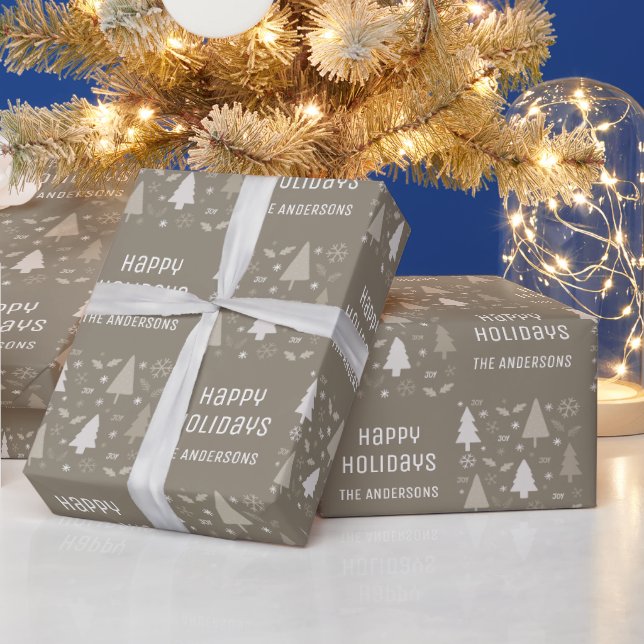 Papel De Regalo Felices Fiestas Navidad Beige (Vacaciones)