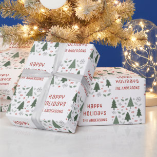 Papel De Regalo Felices Fiestas Navidad Nombre Personalizado