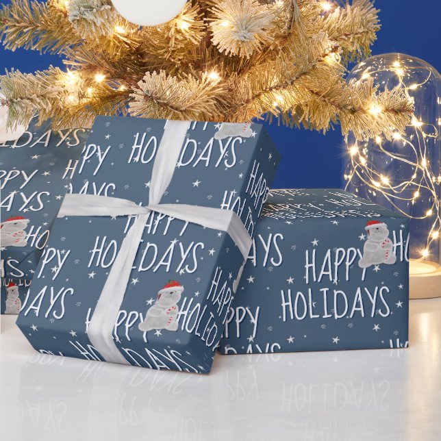 Papel De Regalo Felices Fiestas, Oso Polar En Las Estrellas (Vacaciones)