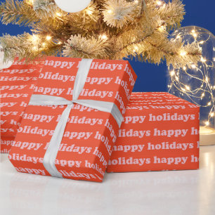 Papel De Regalo Felices Fiestas Patrón de tipografía naranja lin