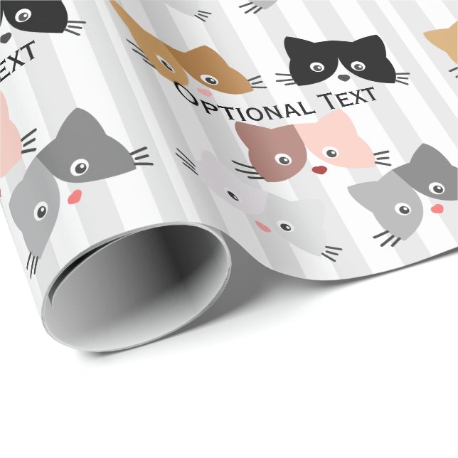 Papel De Regalo Felices gatitos curiosos (Esquina del rollo)