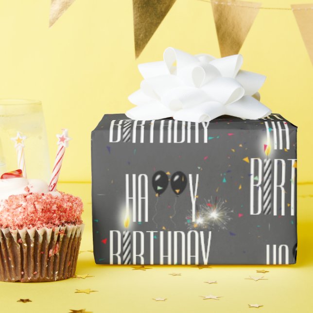 Papel De Regalo Felices globos de cumpleaños y Confetti (Fiesta de cumpleaños )