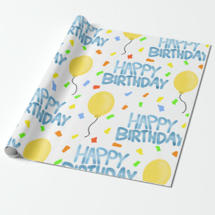 Papel De Regalo Felices globos de cumpleaños y Confetti