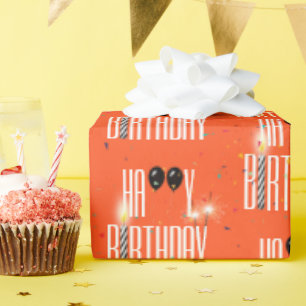 Papel De Regalo Felices globos de cumpleaños y Confetti