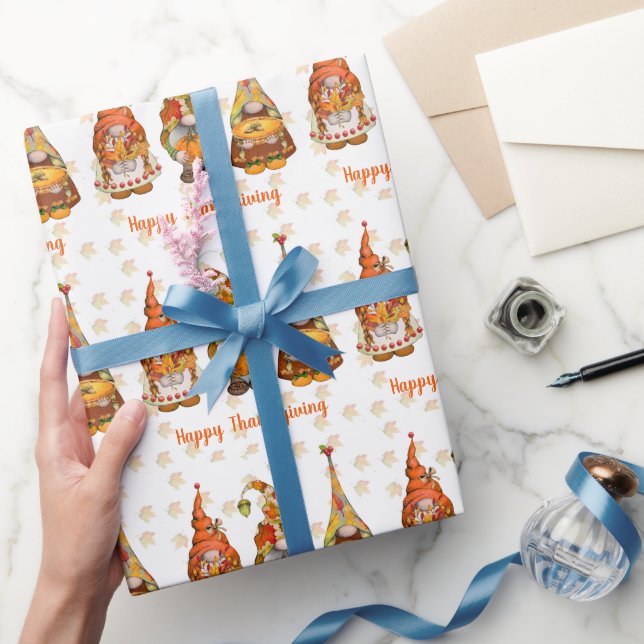 Papel De Regalo Felices Gnomies de Acción de Gracias (Regalar)