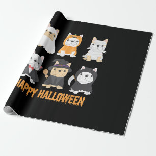 Papel De Regalo Felices hogueras de Halloween adoran a los Bulldog