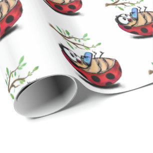 Papel De Regalo Felices Ladybugs con teléfono - Dibujo Personaliza