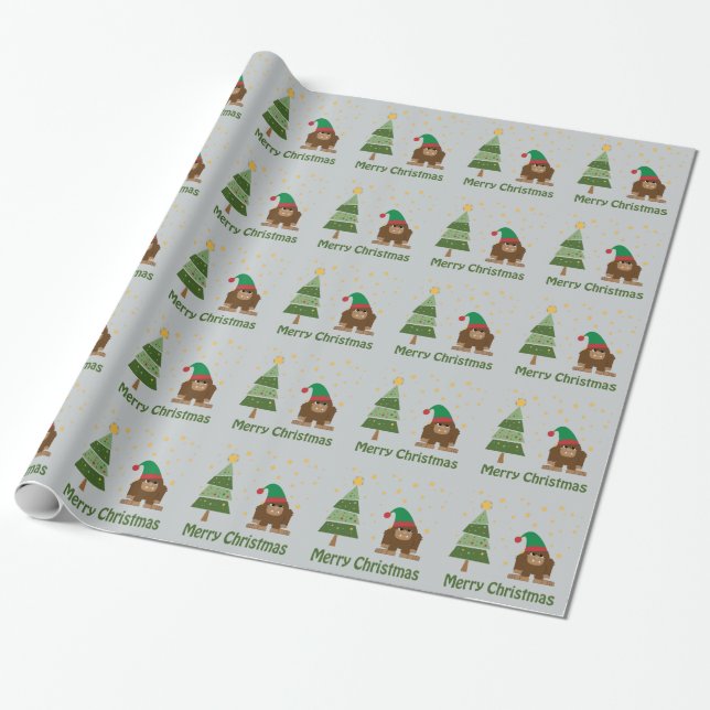 Papel De Regalo Felices Navidad Bigfoot (Desenrollado)