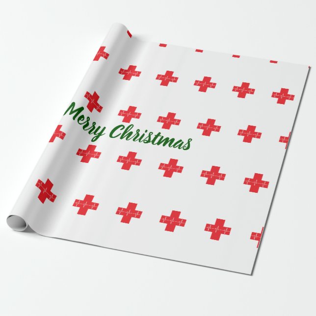 Papel De Regalo Felices Navidad cruzadas médicas (Desenrollado)