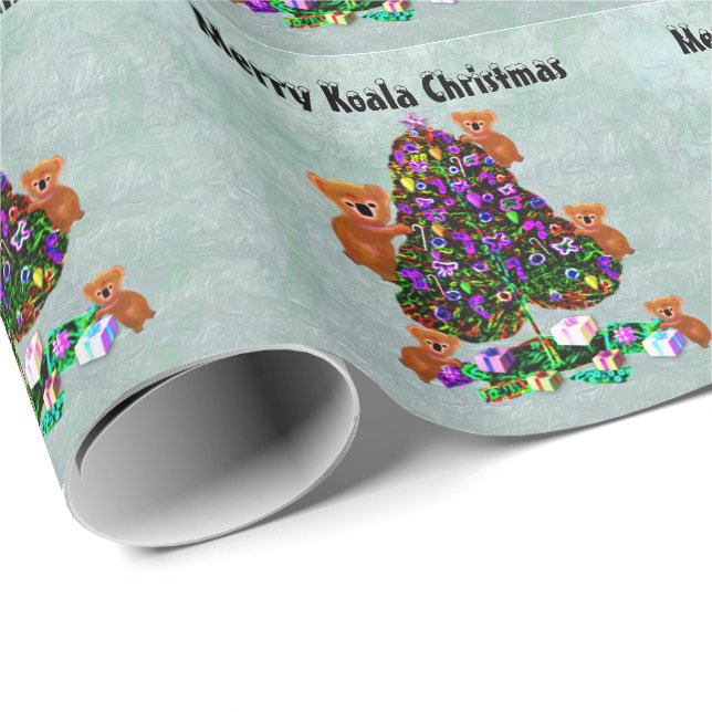 Papel De Regalo Felices Navidad de la koala (Esquina del rollo)
