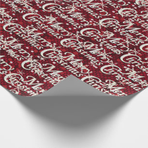 Papel De Regalo Felices Navidad del confeti rojo oscuro