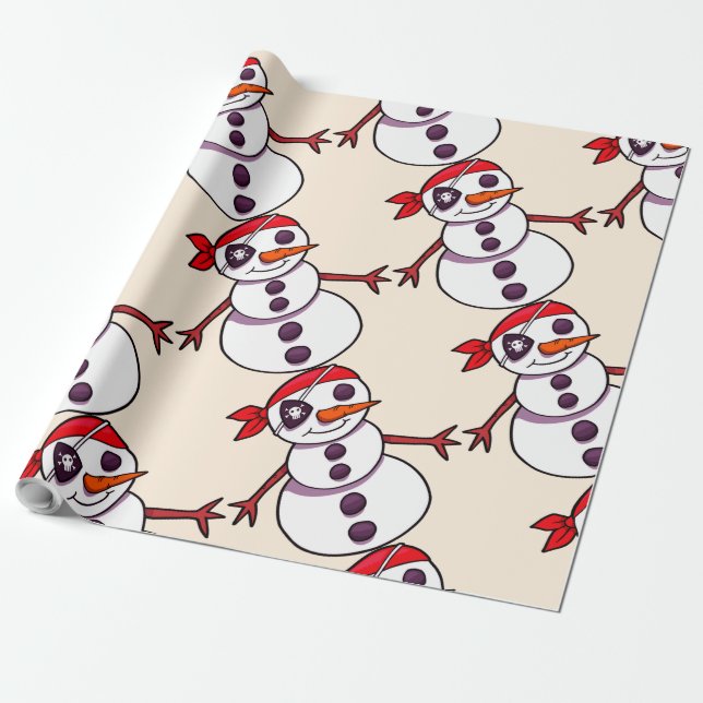 Papel De Regalo Felices Navidad del muñeco de nieve del pirata (Desenrollado)