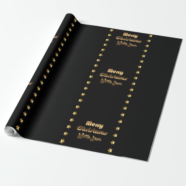 Papel De Regalo Felices Navidad elegantes de Brown del oro negro (Desenrollado)