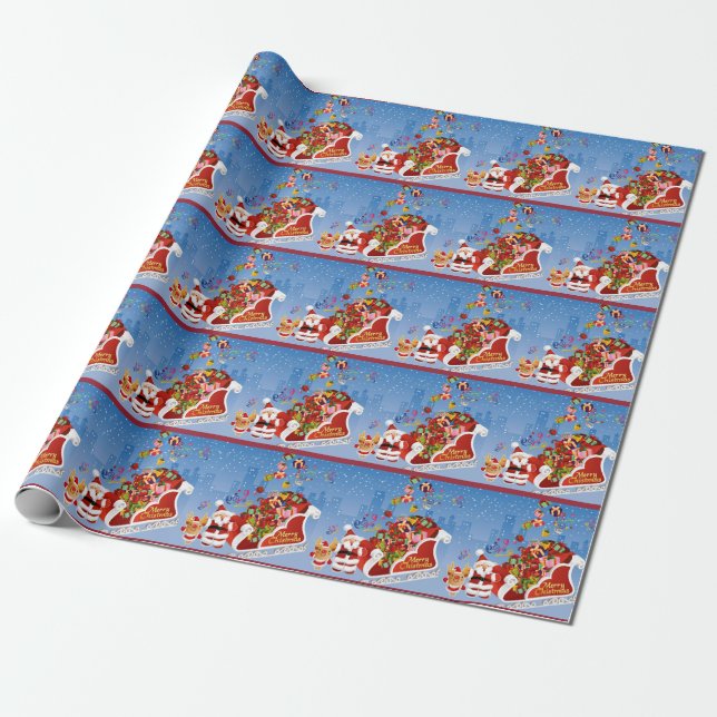 Papel De Regalo Felices Navidad Santa (Desenrollado)