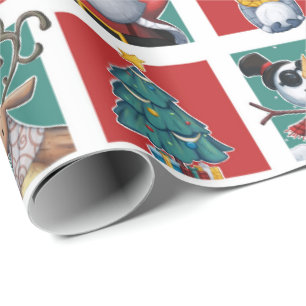 Papel De Regalo Felices Navidad Santa negro y niños