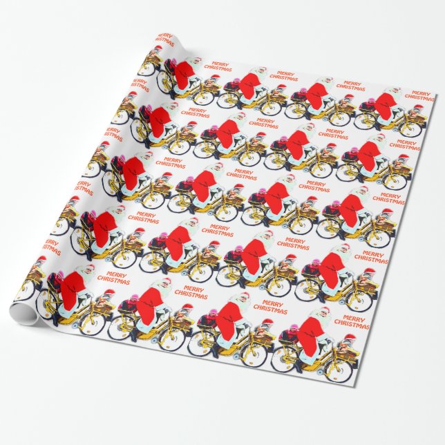 Papel De Regalo Felices Navidad Santa y niños (Desenrollado)