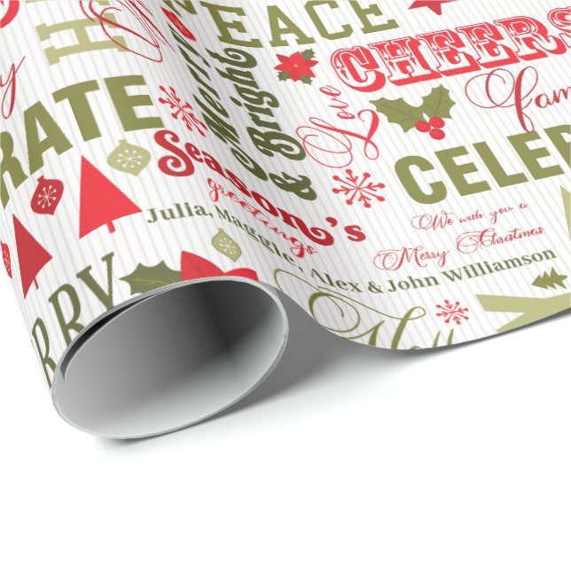 Papel De Regalo Felices Navidades de Feliz Navidad con nombre pers (Esquina del rollo)