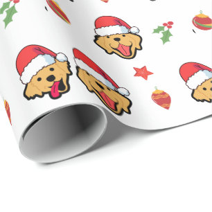 Papel De Regalo Felices Navidades de Perro y Santa Hat, recuperado