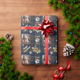 Papel De Regalo Felices Pawlidays Dog Blue Red Green Plaid Navidad