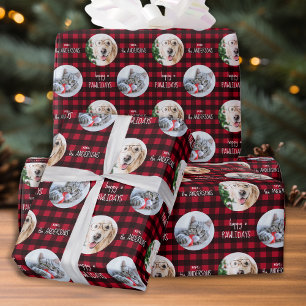 Papel De Regalo Felices Pawlidays Red Buffalo Plaid Personalizado 