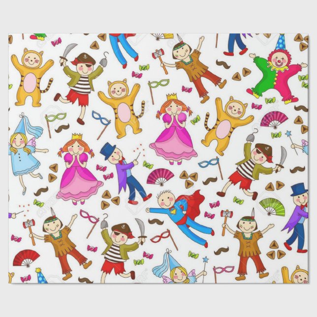 Papel De Regalo Felices Purias De Niños En Costumbre (Costura)