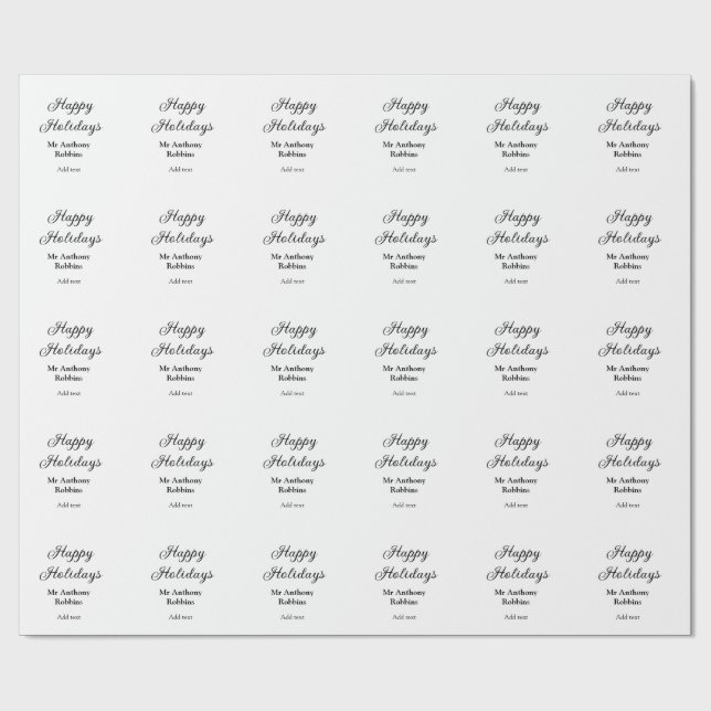 Papel De Regalo Felices vacaciones añadir nombre fecha año simple  (Superficie plana)