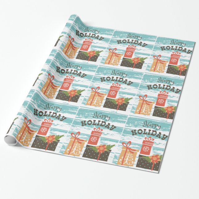 Papel De Regalo Felices vacaciones de Navidades de vacaciones (Desenrollado)