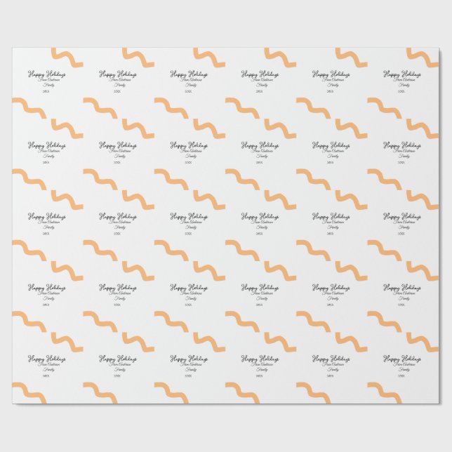 Papel De Regalo Felices vacaciones naranja negro nombre fecha año  (Superficie plana)