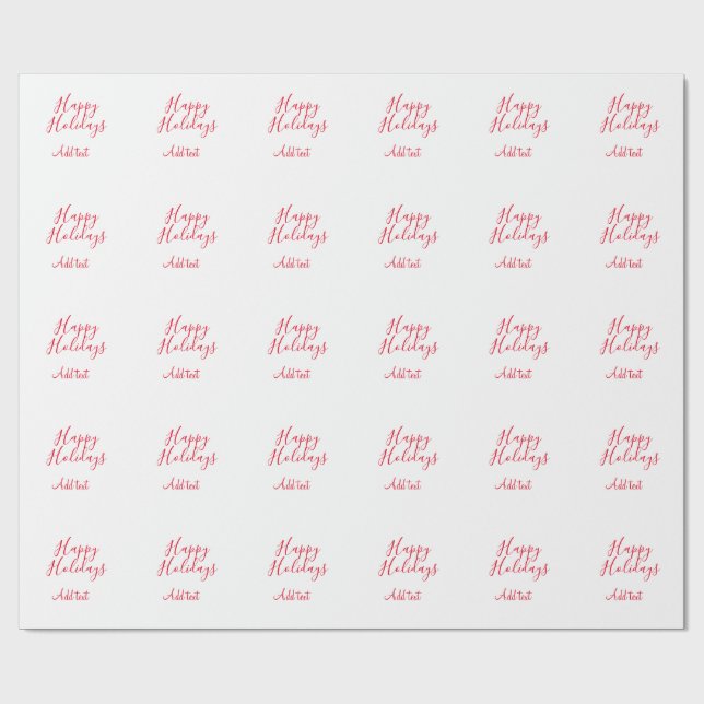Papel De Regalo Felices vacaciones Navidades caligrafía roja simpl (Superficie plana)
