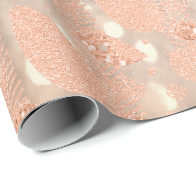 Papel De Regalo Felices vacaciones Rosa Oro Navidades Purpurinas (Esquina del rollo)