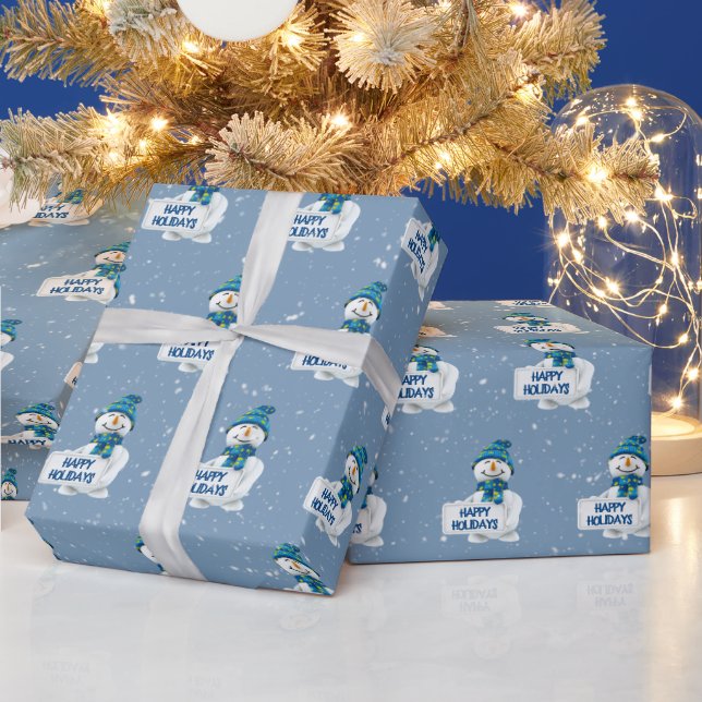 Papel De Regalo Felices vacaciones Snowman (Vacaciones)