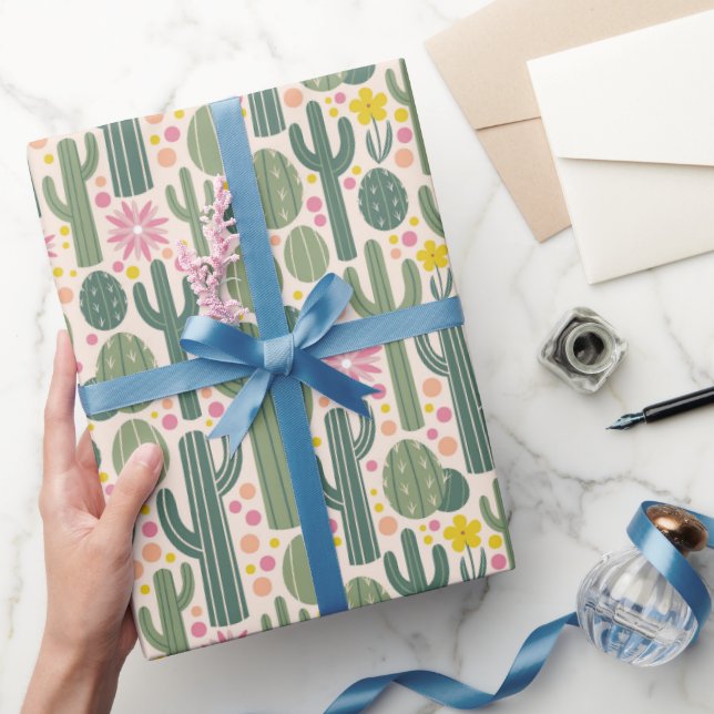 Papel De Regalo Felicidad de Flor de Cactus (Regalar)