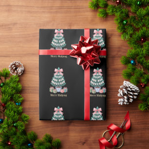 Papel De Regalo Felicidad Mahjong Árbol de Navidad Tejas Regalos L