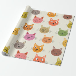 Papel De Regalo Felicidad Patrón de gatos de dibujos animados kawa