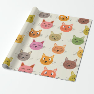 Papel De Regalo Felicidad Patrón de gatos de dibujos animados kawa