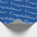 Papel De Regalo Felicidades Azul Blanco<br><div class="desc">¡Felicidades!  Papel de regalo azul y blanco para graduación,  baby shower,  promoción,  nuevo bebé,  etc. Simple y dulce.</div>