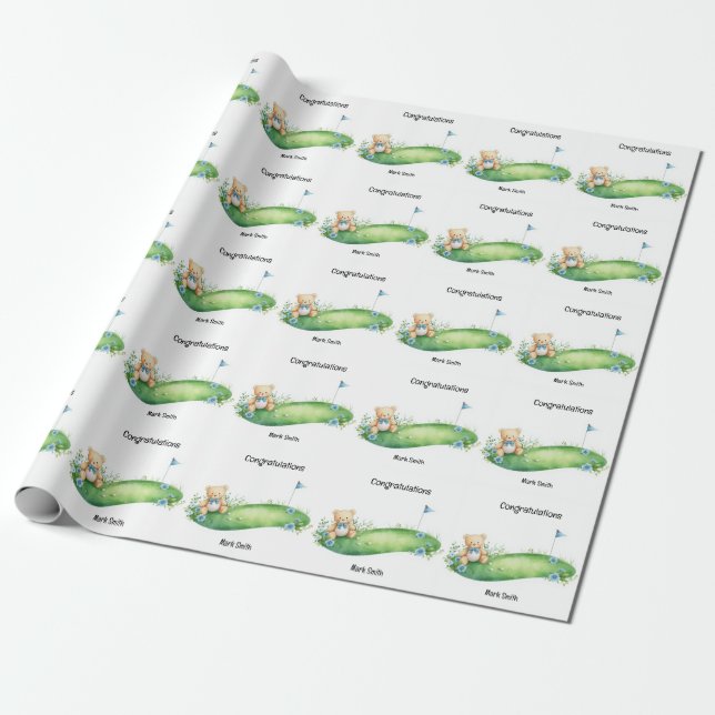 Papel De Regalo Felicidades Golf Baby  (Desenrollado)