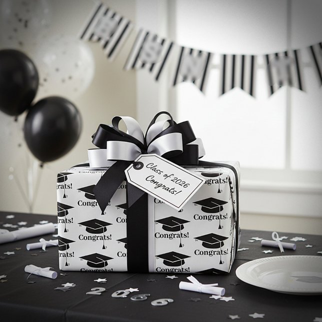 Papel De Regalo ¡Felicidades! Gorra de graduación (Subido por el creador)