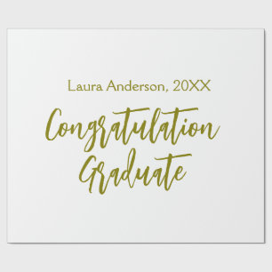 Papel De Regalo Felicidades graduado nombre dorado clase 20XX si